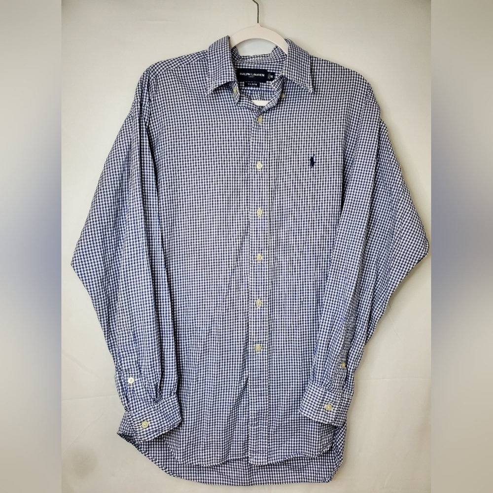 Ralph Lauren Golf Men's Blue Checkered Long Sleeve Button Up Shirt Medium